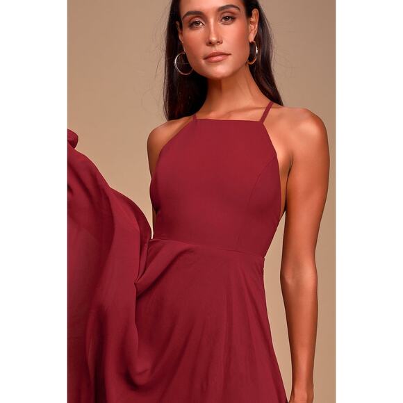 Lulus Mythical Kind of Love Wine Red Maxi Dress burgundy small - Picture 2 of 16